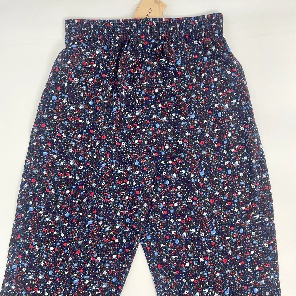 NWT Anthropologie x Stella Nova Olive Pants in Navy Ditzy Blue Floral Print XS - Picture 12 of 14